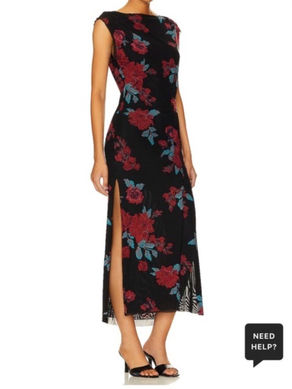 Free People Carmel roses print mesh midi dress
